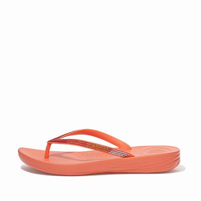 Fitflop Iqushion Ombre Sparkle Flip Flops Dame, Korall Rosa 803-K76